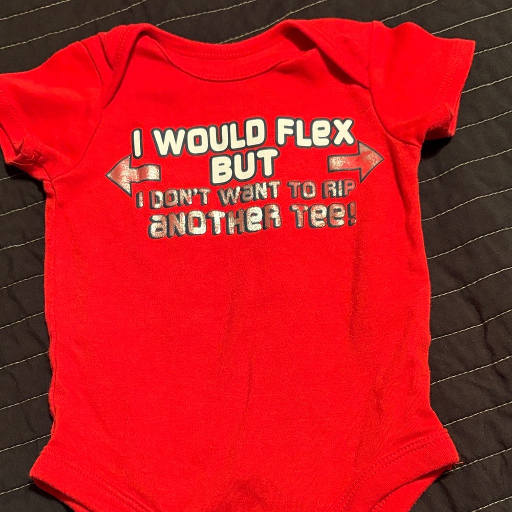 Red Baby One-Piece Bodysuit with Graphic Slogan